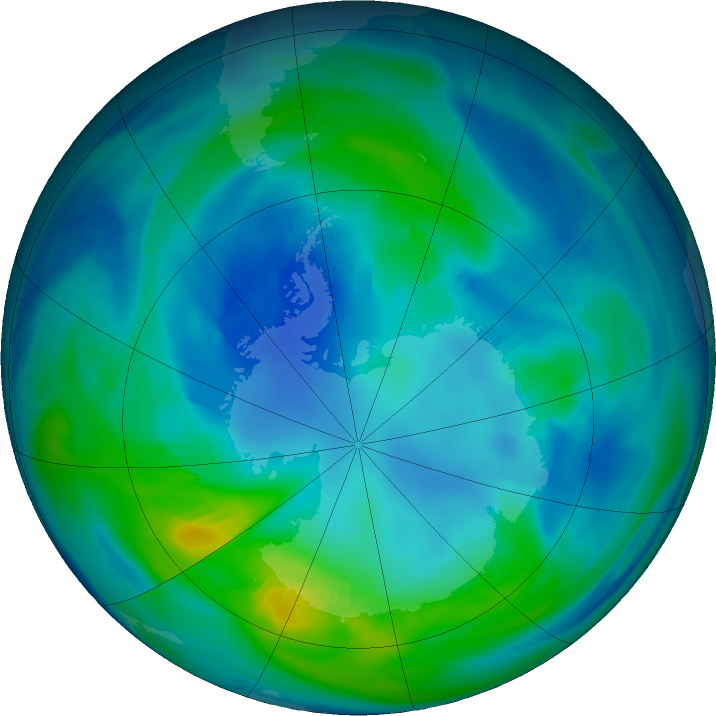 Antarctic ozone map for 22 April 2017